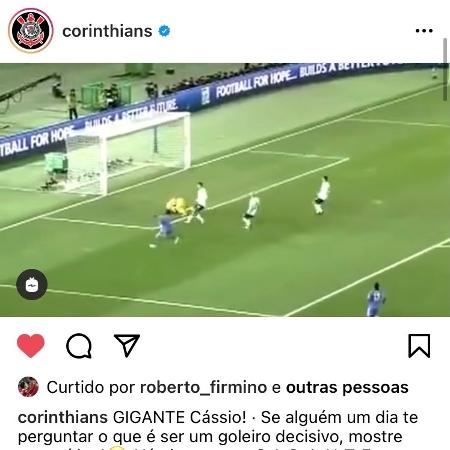 Roberto Firmino curte publicação do Corinthians em referência ao título mundial de 2012 - Reprodução Instagram / Corinthians
