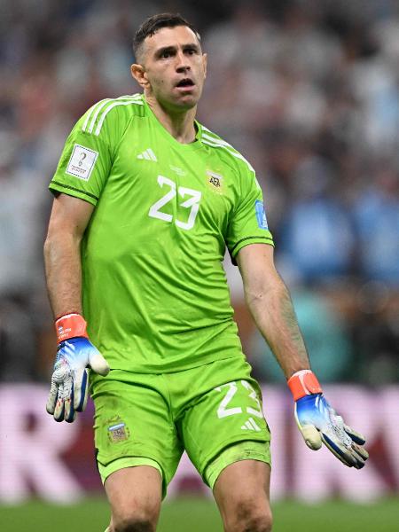 Emiliano Martínez, goleiro da Argentina, em final contra a França  - Kirill KUDRYAVTSEV / AFP
