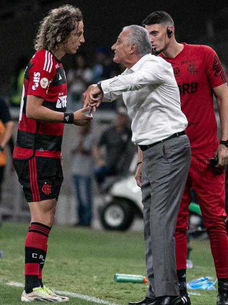 David Luiz conversa com Tite durante vitória do Flamengo sobre o Cruzeiro