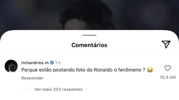 Comentário de Richard Ríos em post do Palmeiras sobre Flaco López Comentário de Richard Ríos em post do Palmeiras sobre Flaco López