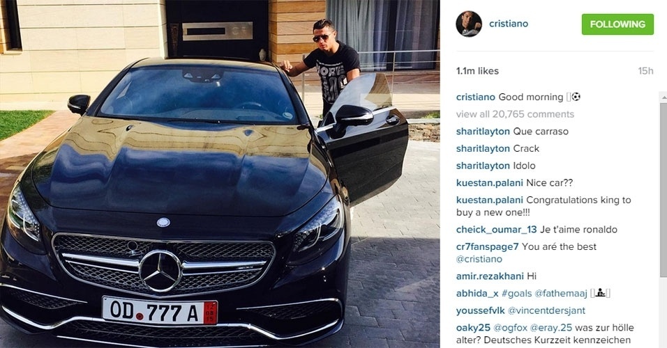 Cristiano Ronaldo exibiu sua Mercedes de mais de R$ 900 mil - Reprodução/Instagram