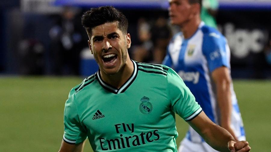 Marco Asensio comemora gol para o Real Madrid - Pierre-Philippe Marcou/AFP