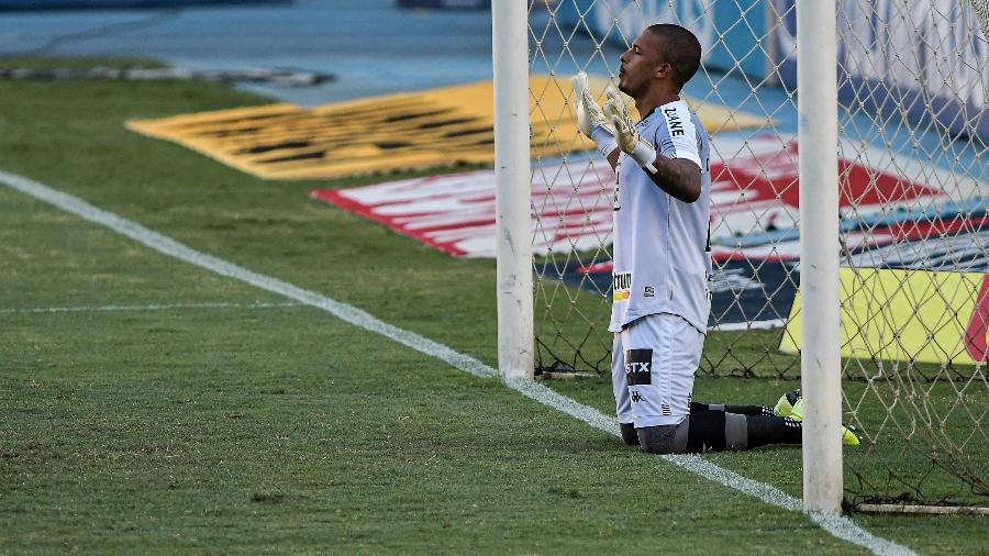 Diego Loureiro, goleiro do Botafogo, durante partida contra o Atletico-GO - Thiago Ribeiro/AGIF