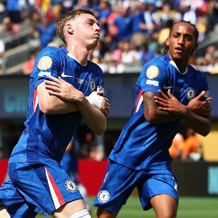Cole Palmer comemora gol em Chelsea x PSG, jogo do Mundial Cole Palmer comemora gol em Chelsea x PSG, jogo do Mundial