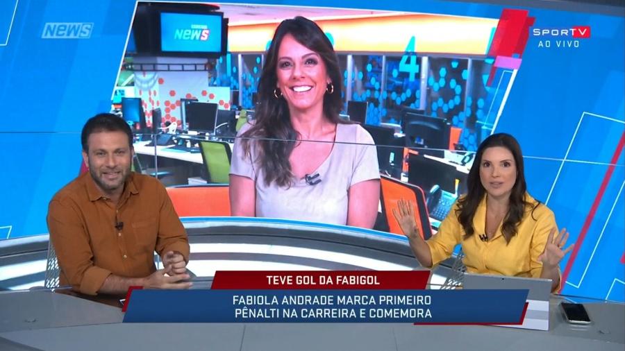 Fabíola Andrade no SporTV News - Reprodução/SporTV