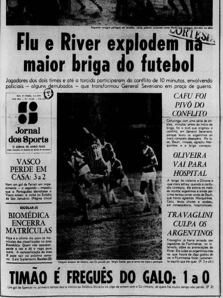 Matéria retala vitória do Fluminense sobre o River Plate e briga - Reprodução