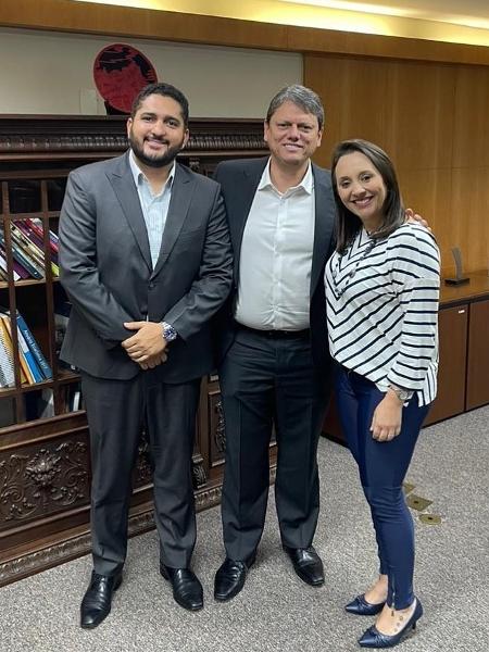 Thiago Milhim, Tarcisio de Freitas e Renata Abreu - Divulgação