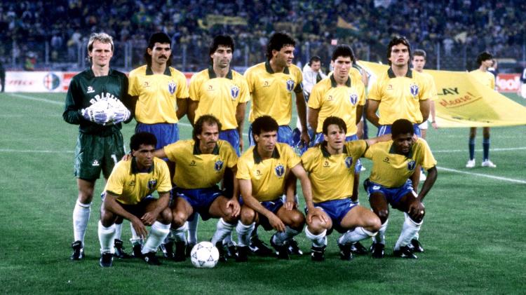 La selección brasileña antes del duelo con Escocia en la Copa Mundial de la FIFA 1990 - Peter Robinson / Getty Images - Peter Robinson / Getty Images