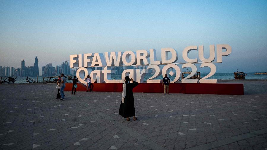 Letreiro da Copa do Mundo em Doha, no Qatar - Jewel SAMAD / AFP