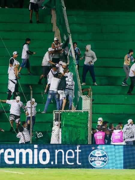 Torcedores de Grêmio e Santos brigam nas arquibancadas do Alfredo Jaconi - Luiz Erbes/AGIF