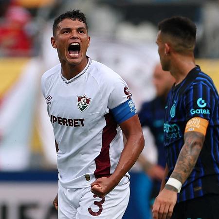 Thiago Silva comemora durante vitória do Fluminense contra o Inter, no Mundial - Agustin Marcarian/Reuters