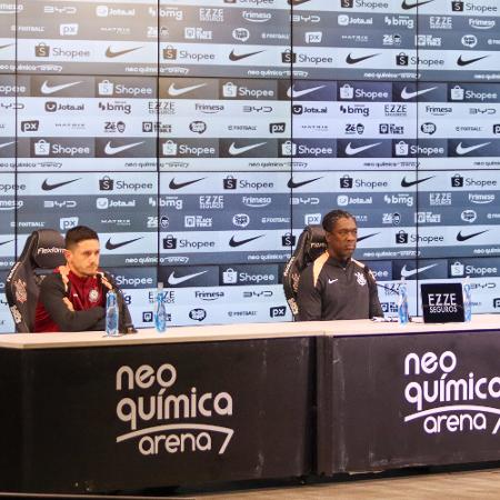 Coletiva de Seedorf, Rodrigo Garro e Gustavo Henrique na Neo Química Arena