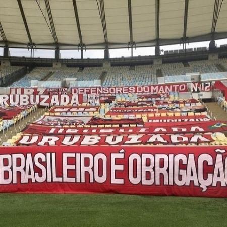 Faixa da torcida do Flamengo no Maracanã - Reprodução/Twitter