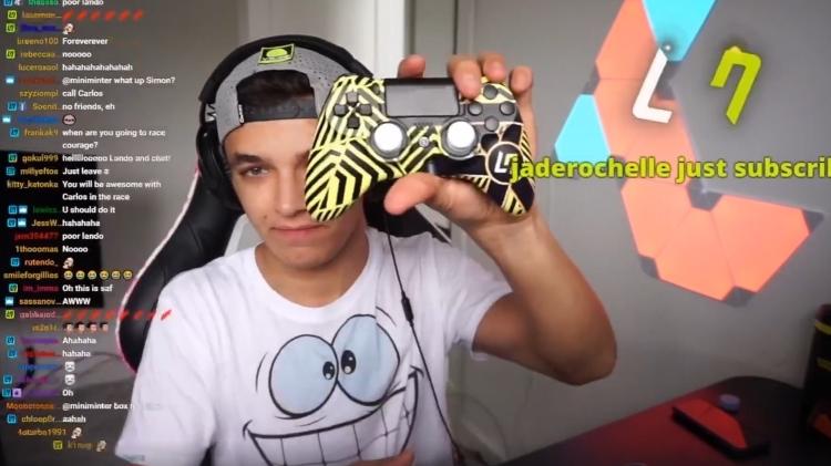 O piloto Lando Norris em live no Twitch - Reprodução/Twitch - Reprodução/Twitch