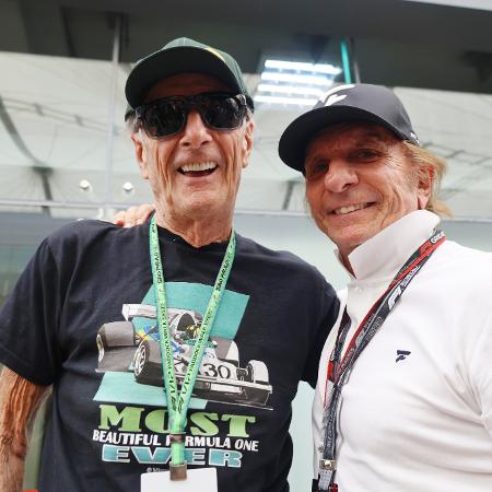 Wilson Fittipaldi Jr (à esquerda) e seu irmão Emerson Fittipaldi no GP de Interlagos de Fórmula 1, em 2022