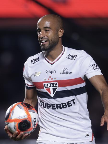 Lucas Moura, do São Paulo, no jogo contra o Novorizontino, pelas quartas do Paulistão