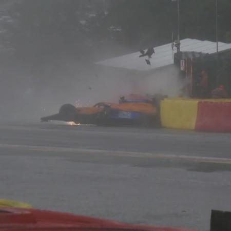 Lando Norris sofre acidente forte na classificação para o GP da Bélgica - Reprodução/F1TV