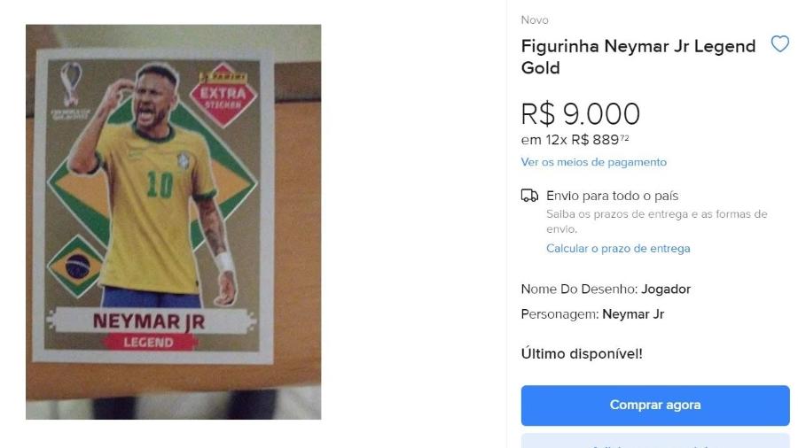 Figurinha de Neymar é encontra sendo vendida por R$ 10 mil