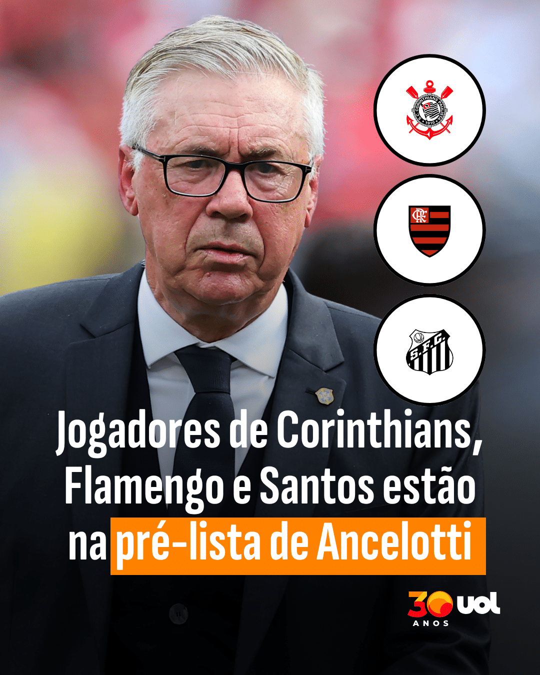 Jogadores de Corinthians, Flamengo e Santos estão na pré-lista de Ancelotti - undefined