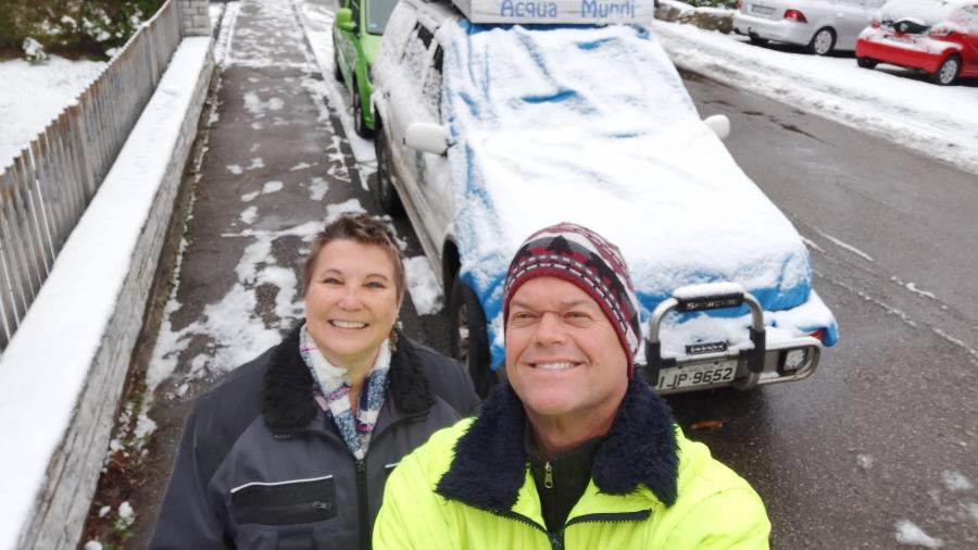 Marcos e Marianne enfrentam a neve no sul da Alemanha, onde se abrigaram na pandemia - Arquivo pessoal