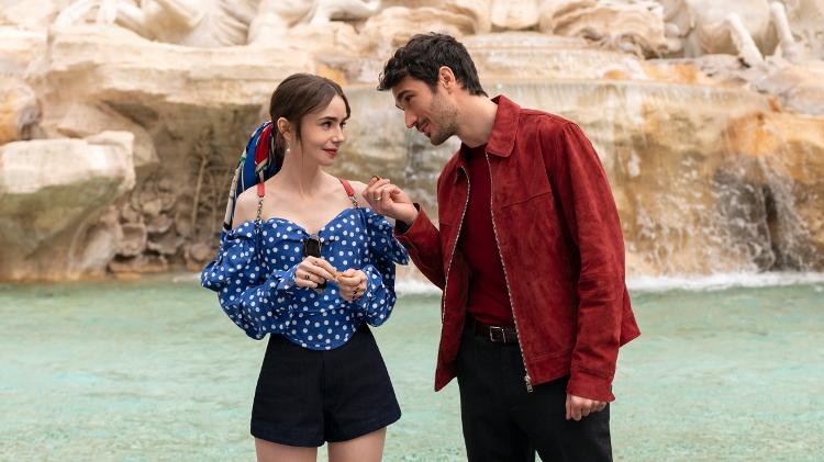 Emily (Lily Collins) e Marcello (Eugenio Franceschini) em 'Emily em Paris'