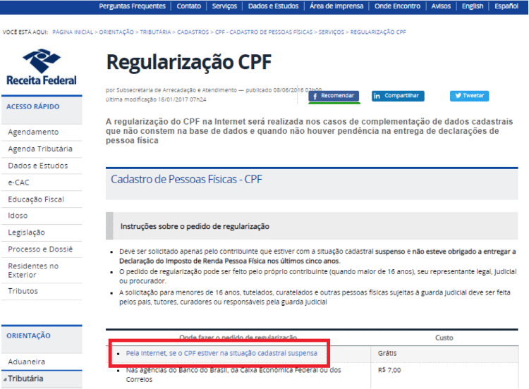 Receita Permite Pedir O Cpf Pela Internet Veja Como Fazer Sua Inscri O Curvelo Online