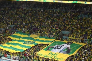 Bandeirões da torcida brasileira no estádio Lusail - James Williamson - AMA/Getty Images