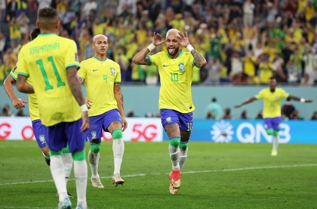Neymar celebrates after scoring against South Korea in the last 16 of the World Cup - Francois Nel/Getty Images