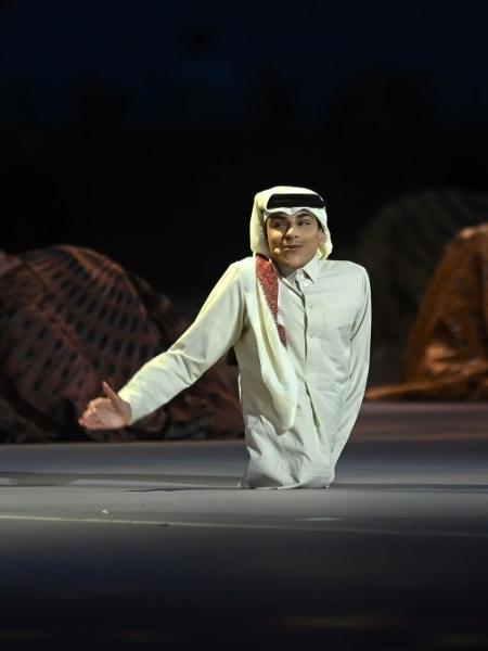 Ghanim Al Muftah, embaixador da Copa do Qatar, durante a cerimônia de abertura - Michael Regan - FIFA/FIFA via Getty Images