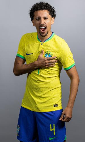 Marquinhos em ensaio fotográfico da seleção brasileira antes da Copa do Mundo do Qatar