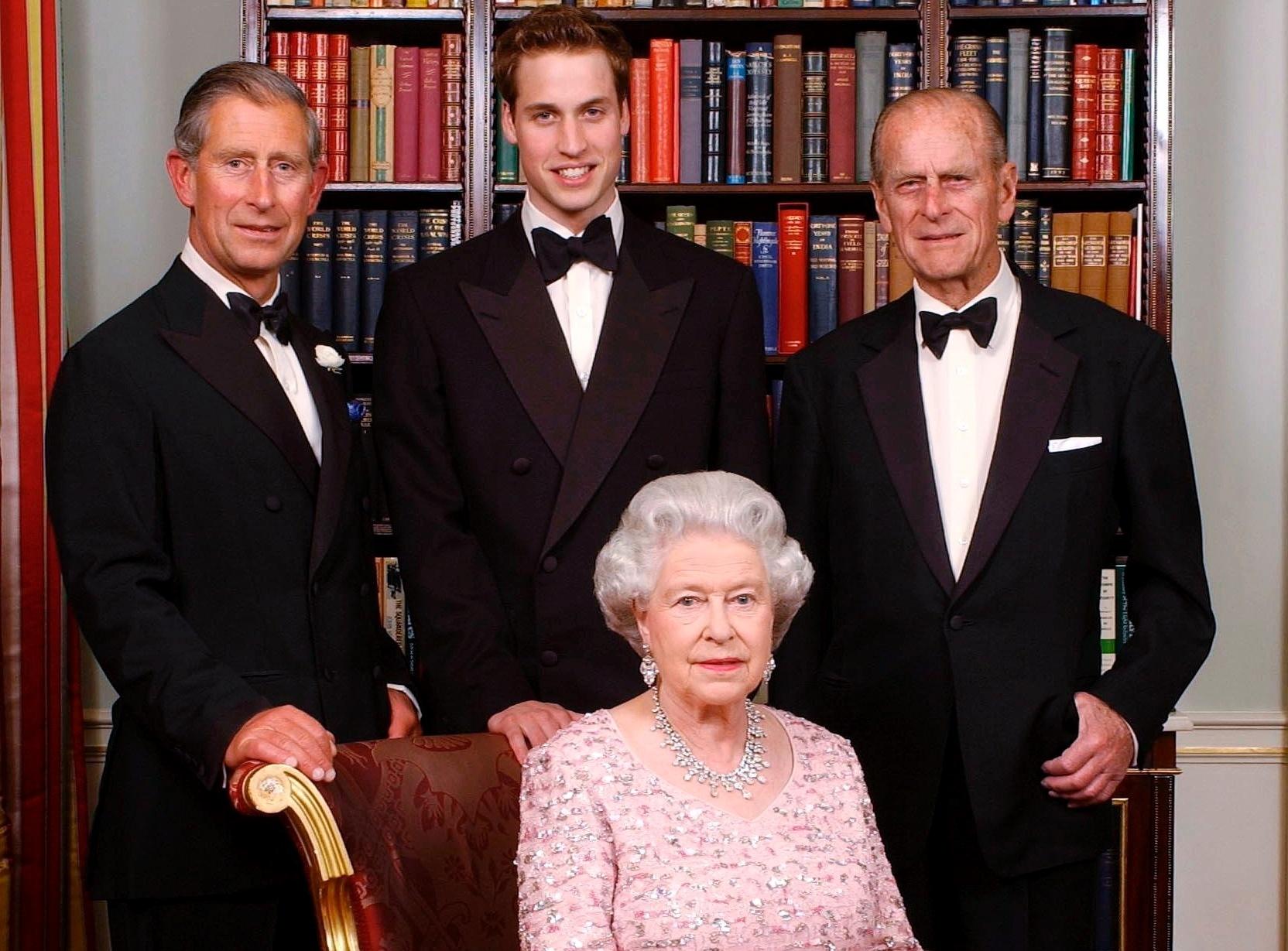 Queen  Elizabeth with her husband Prince Phillip, son Charles and grandson William - Getty Images