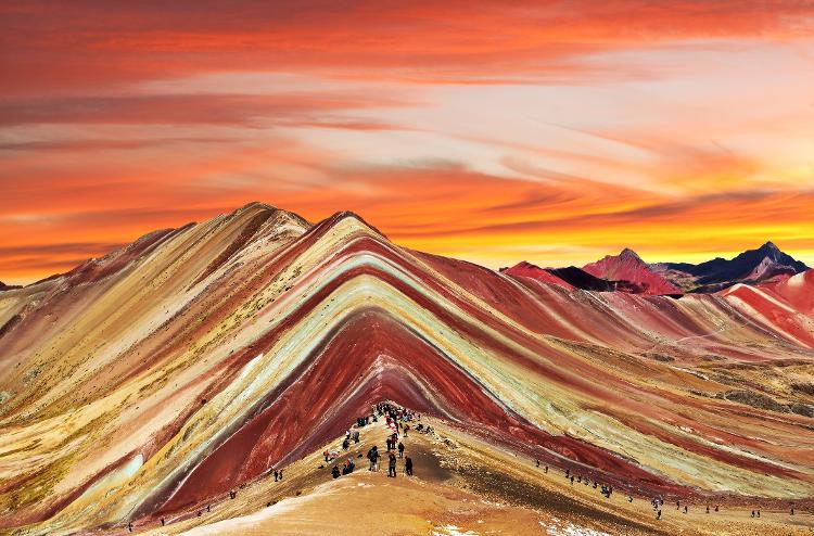 Montaña de Siete Colores, em Vinicunca, no Peru - DanielPrudek/Getty Images/iStockphoto - DanielPrudek/Getty Images/iStockphoto