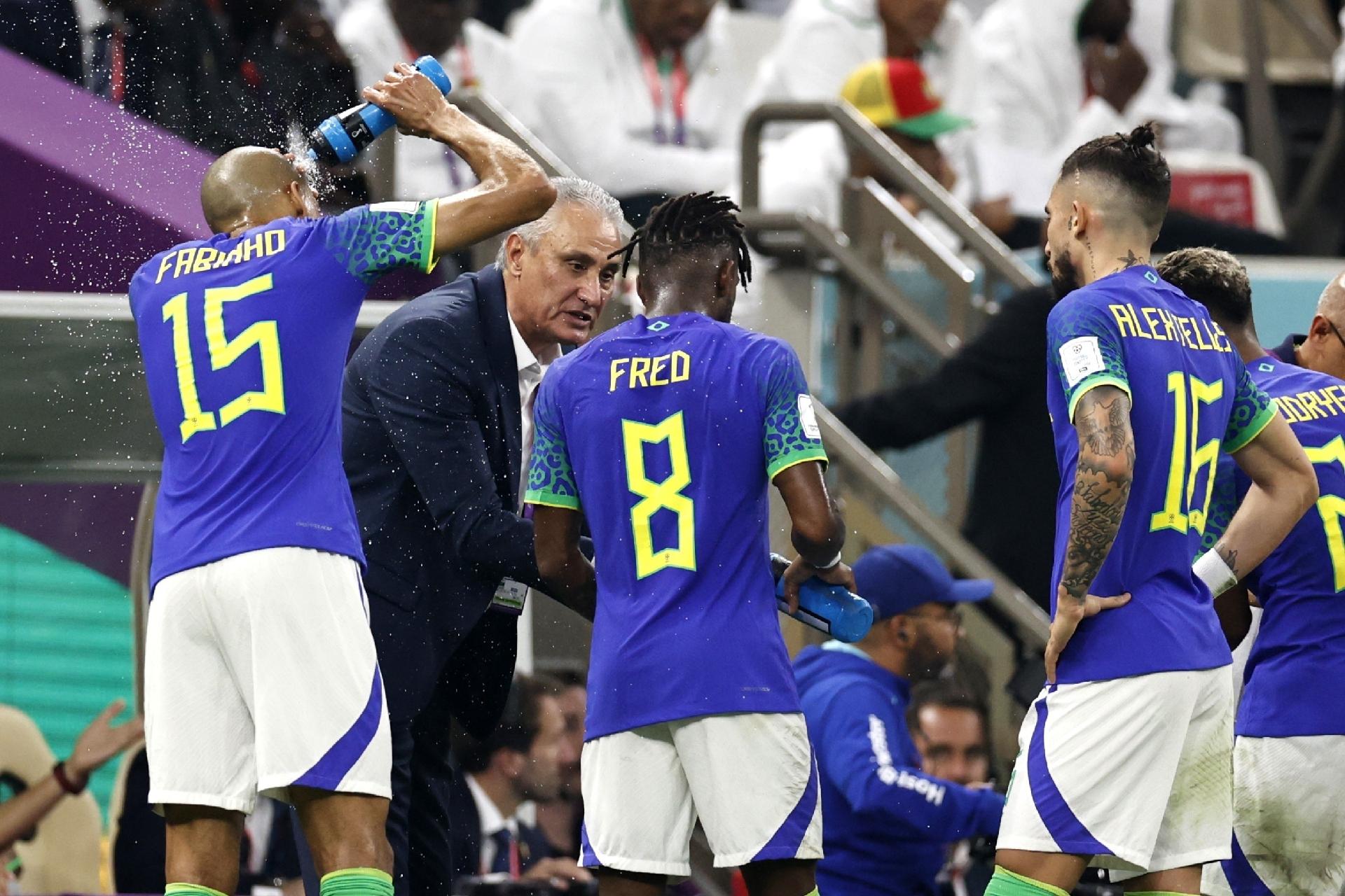 Tite instructs Fred during the match between Cameroon and Brazil - ANP via Getty Images