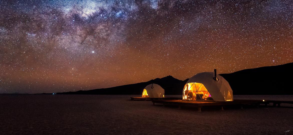 Kachi Lodge, na Bolívia, um dos exemplares dos hotéis-bolha que oferecem isolamento, luxo e sustentabilidade - Divulgação