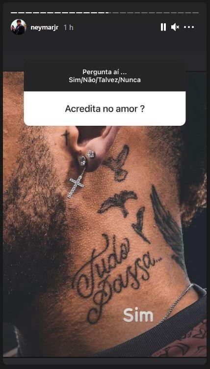 O atacante do PSG disse que ainda acredita no amor - Reprodução/Instagram/@neymarjr