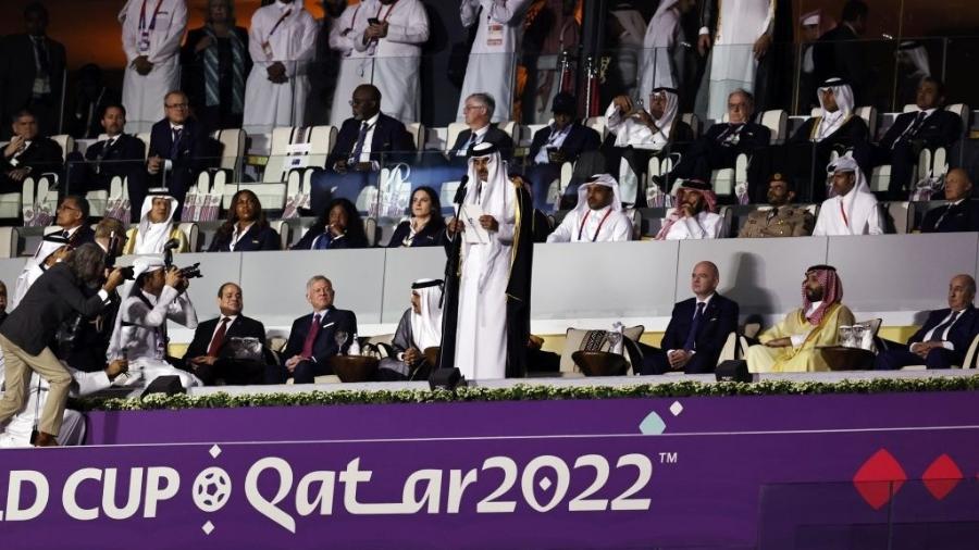 Emir do Qatar Sheikh Tamim bin Hamad Al Thani falou durante a cerimônia de abertura da Copa - ANP via Getty Images