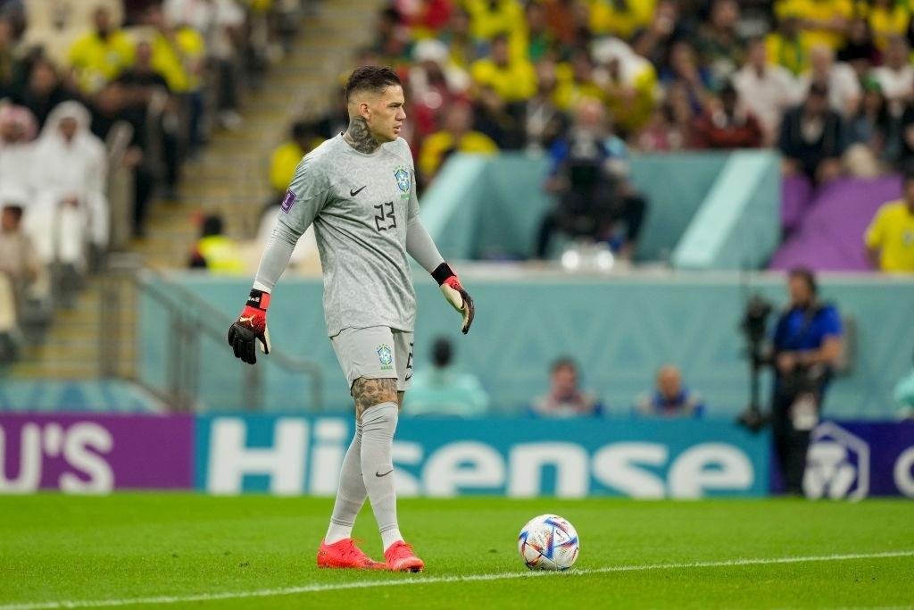 Ederson in action for Brazil during a match against Cameroon - Mohammad Karamali/DeFodi Images via Getty Images