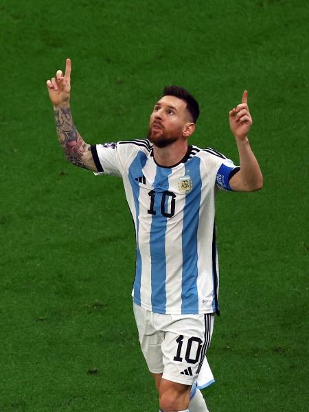 Messi festeja gol na final que o consagrou como campeão mundial pela Argentina - REUTERS/Paul Childs