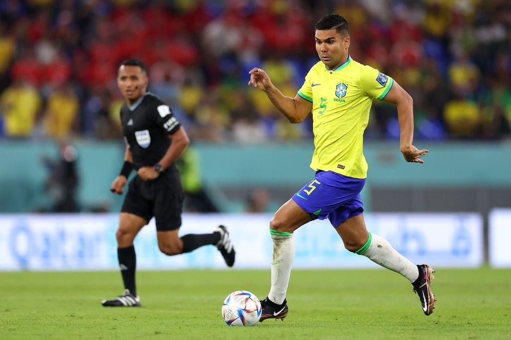 Casemiro in action for Brazil during their World Cup match against Switzerland - Maddie Meyer - FIFA/FIFA via Getty Images