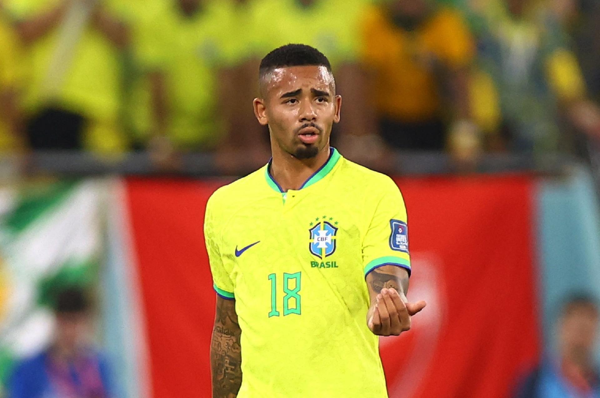 Gabriel Jesus entered the field in the match between Brazil and Switzerland for the World Cup in Qatar - Hannah Mckay/Reuters