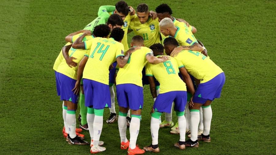 Jogadores da seleção brasileira em vitória contra a Suíça - Robert Cianflone/Getty Images