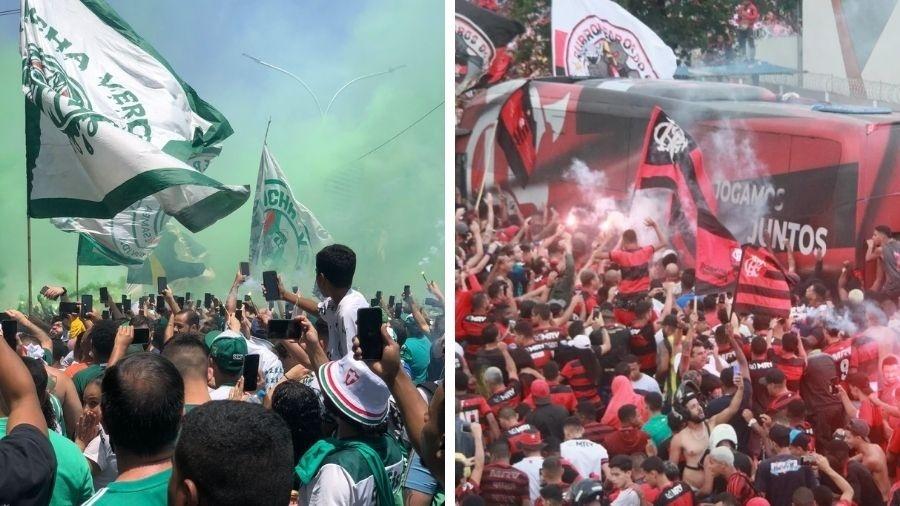 Torcedores de Palmeiras e Flamengo apoiam jogadores a caminho da final da Libertadores - Reprodução