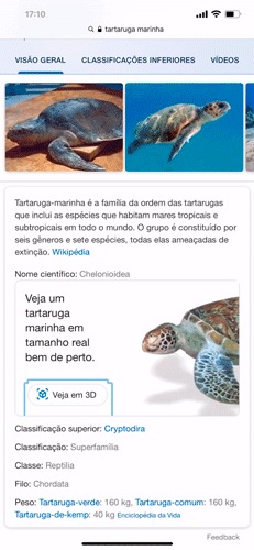 A Realidade Aumentada chegou à Google com animais em 3D - 4gnews