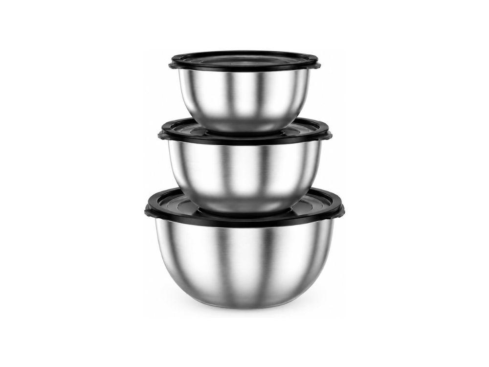 Kit de tigelas em inox com tampa hermética - undefined