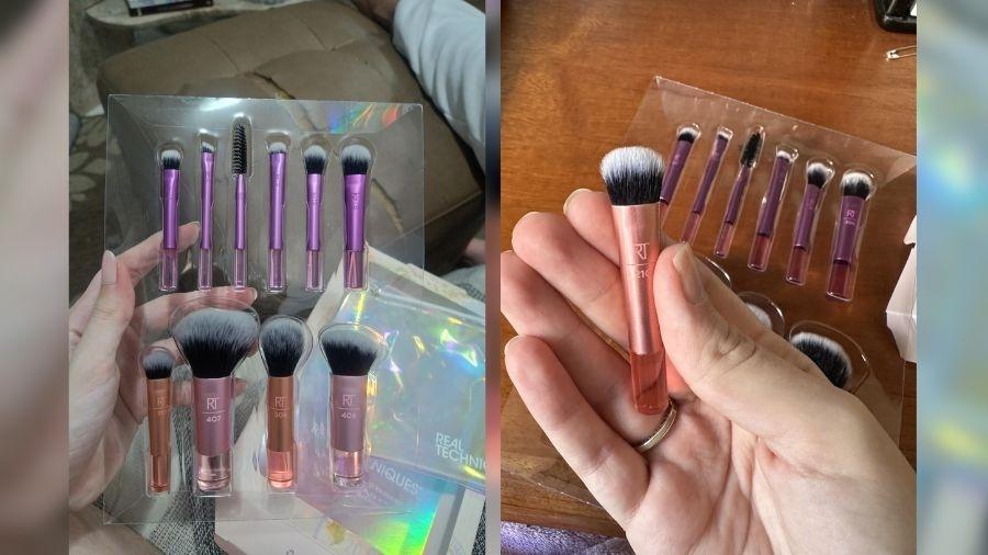 Kit Best 10 Mini Pincéis, Real Techniques acompanha travel bag Fantasy Kit Best 10 Mini Pincéis, Real Techniques acompanha travel bag Fantasy