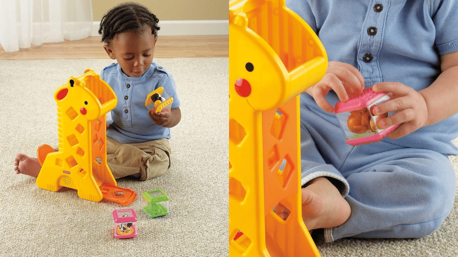 Brinquedo com girafa e blocos coloridos promete ser educativo para bebês Brinquedo com girafa e blocos coloridos promete ser educativo para bebês