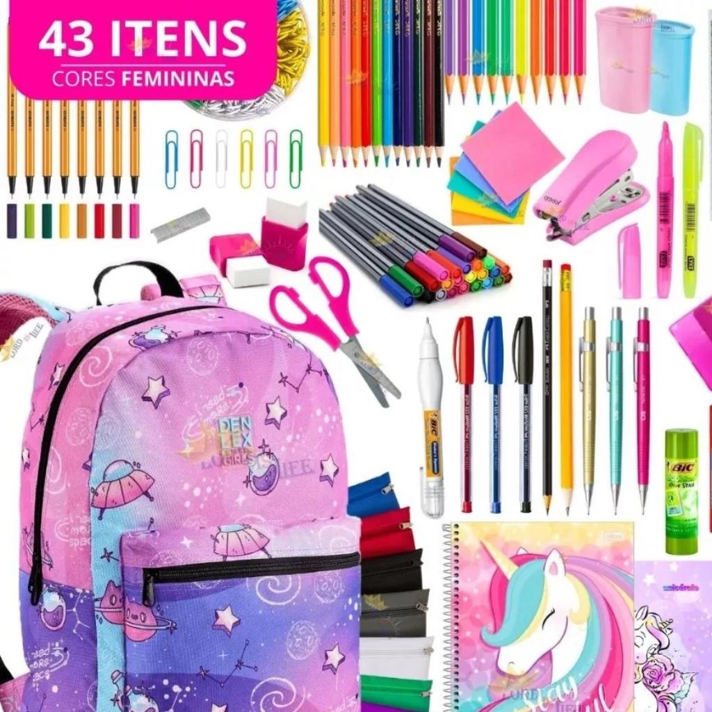 Kit material escolar infantil feminino - undefined