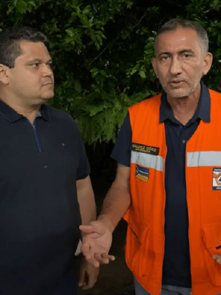 27.mar.22 - Davi Alcolumbre (DEM) e o governador do Amapá, Waldez Goés (PDT), em vídeo dizem que estão bem após pouso de segurança - Divulgação