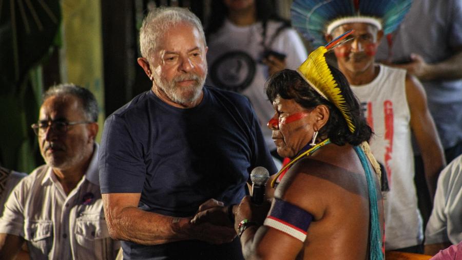 Lula durante evento de campanha com comunidades indígenas, em Belém  - MARX VASCONCELOS/FUTURA PRESS/FUTURA PRESS/ESTADÃO CONTEÚDO