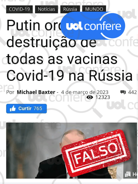 É falso que Putin mandou destruir vacinas contra covid-19 na Rússia